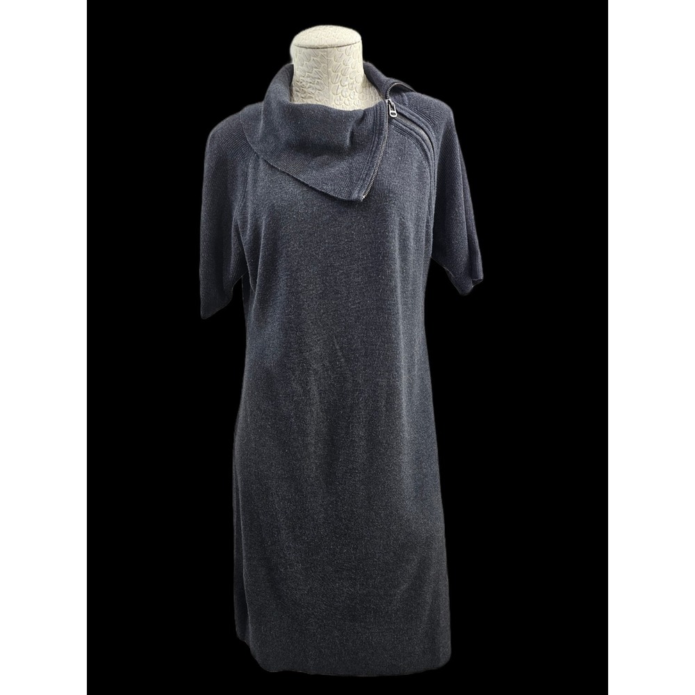 CALVIN KLEIN Women's XL Gray Knit Zipper Collar Sweater Sheath Dress‎ SS EUC